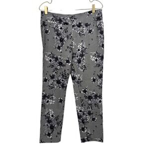Jules & Leopold Floral Gingham Pants Stretch Casual Career‎ Black White 6 527